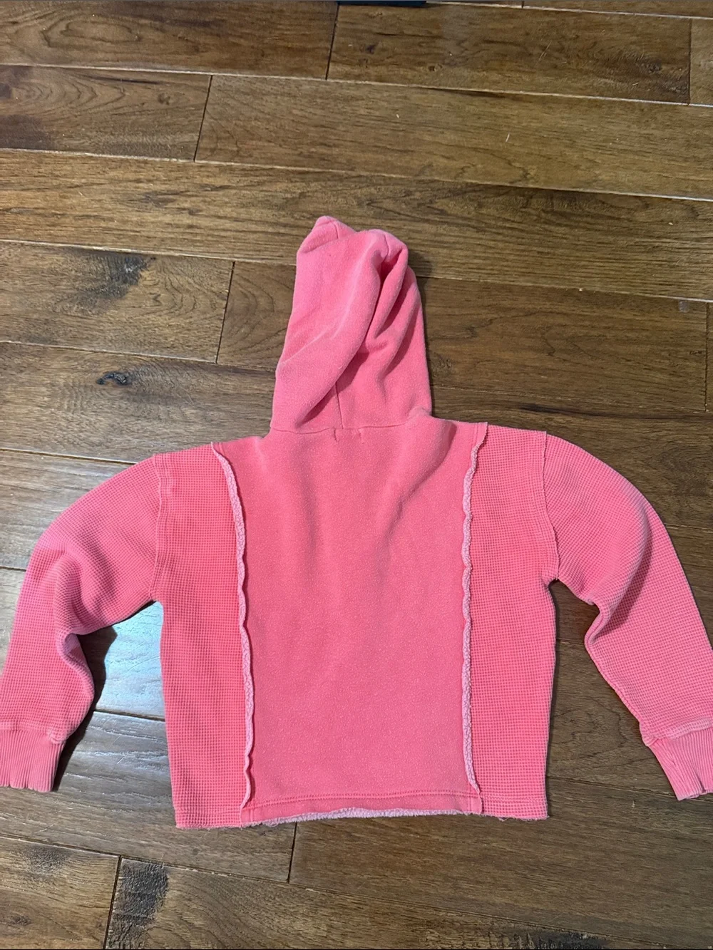 BKE Coral Pink Hooded Button-Front Pullover